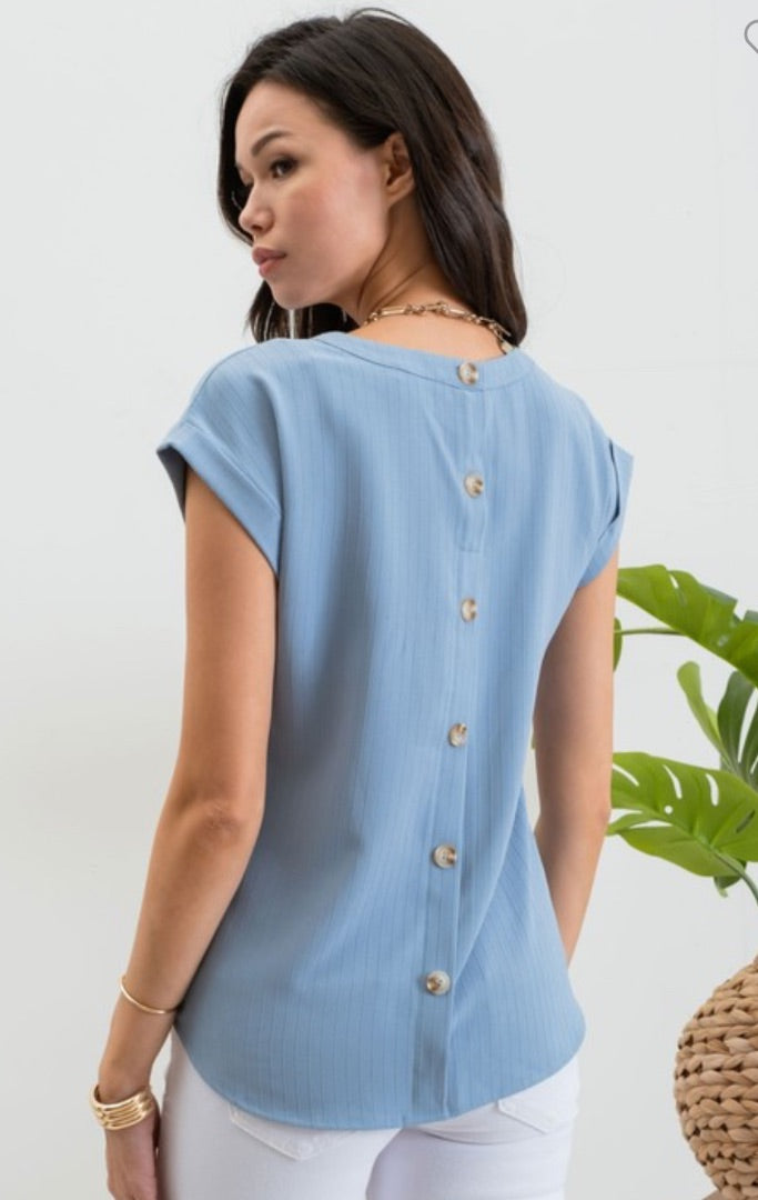 Blu Pepper Blue Floral Eyelet Top