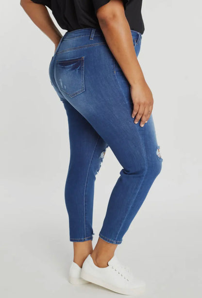 Denim EnJean PLUS High Rise Distressed Skinnies, 2X