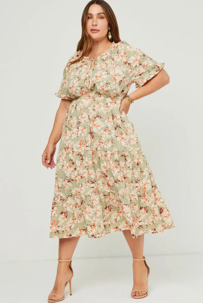 The Shimmer Shack PLUS Hayden Tie Neck Dress