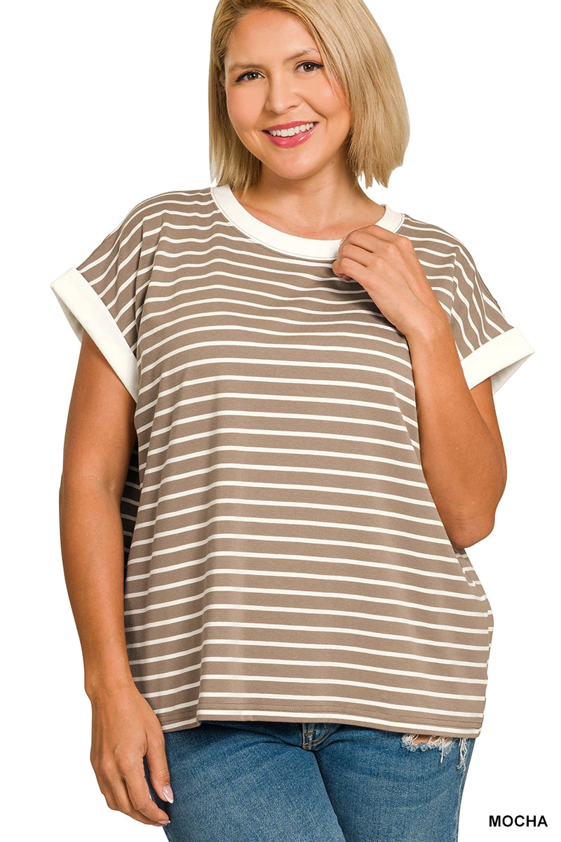 The Shimmer Shack PLUS Brown Cap Sleeve Tee