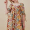 The Shimmer Shack Girls Earthy Floral Tie Sleeve Dress