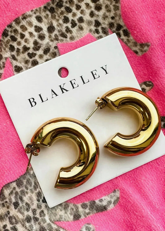The Shimmer Shack Gold Tube Hoop Earrings