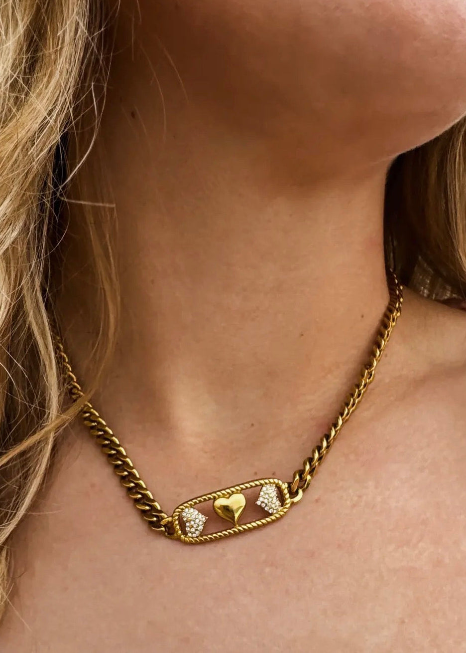 The Shimmer Shack Heart to Heart Chain Necklace