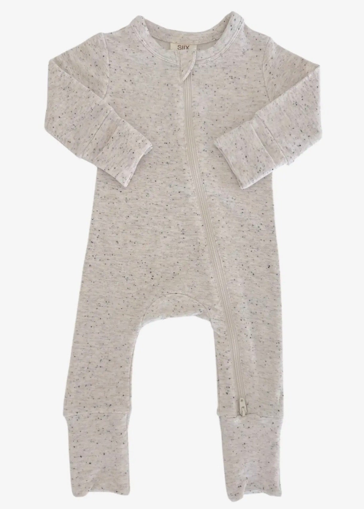 The Shimmer Shack Dove Speckle 2 Way Zip Romper
