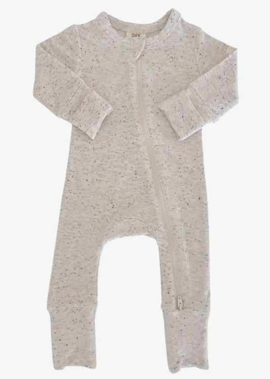 The Shimmer Shack Dove Speckle 2 Way Zip Romper