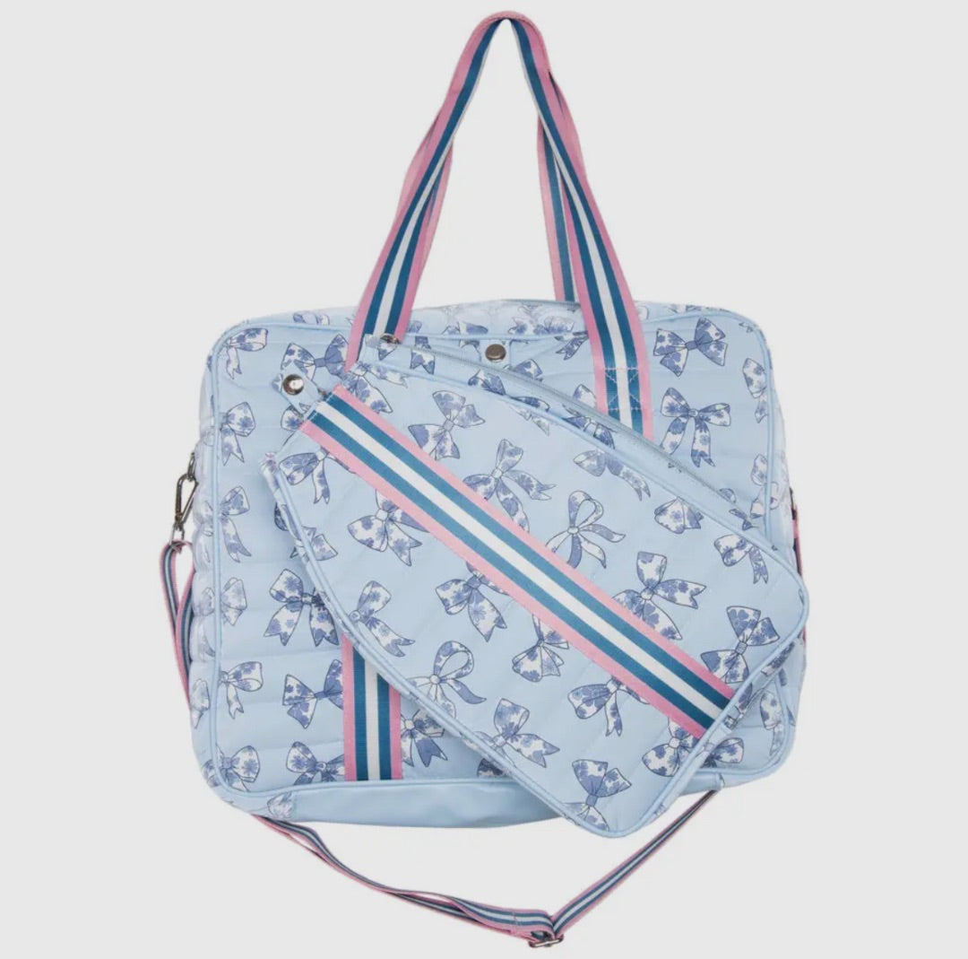 The Shimmer Shack Toile Coquette Bows Pickleball Bag