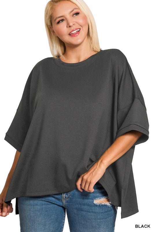 The Shimmer Shack Plus Scuba Top with Side Slits Black