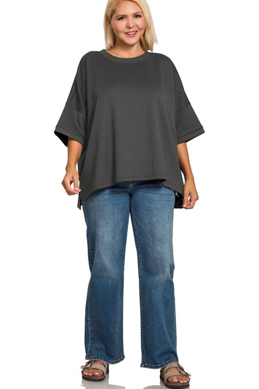 The Shimmer Shack Plus Scuba Top with Side Slits Black