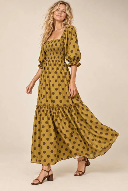 The Shimmer Shack PLUS Olive Polka Dot Maxi