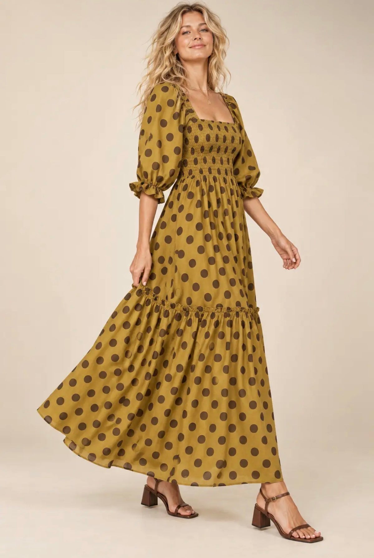 The Shimmer Shack PLUS Olive Polka Dot Maxi