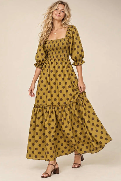 The Shimmer Shack PLUS Olive Polka Dot Maxi