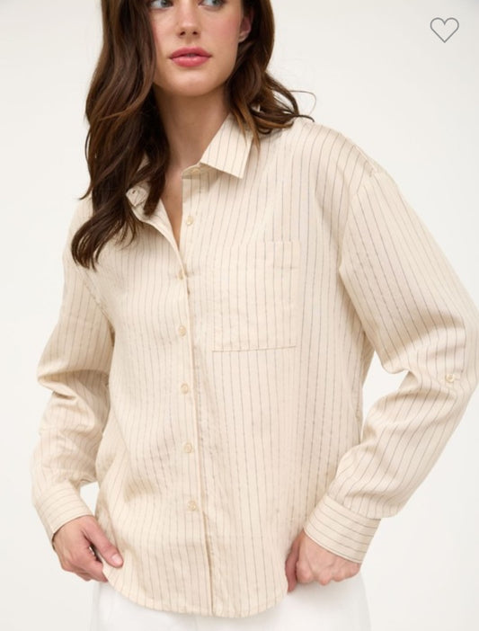 Blu Pepper Khaki Stripe Long Sleeve