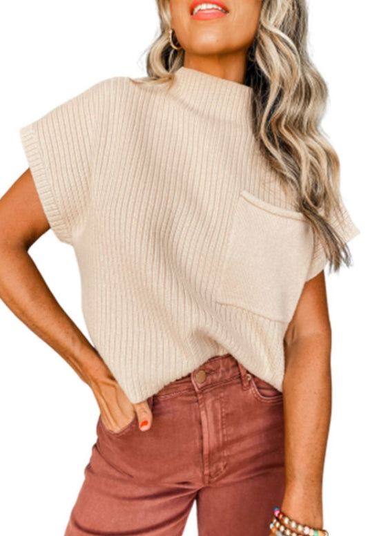 Oatmeal Patch Pocket Sweater