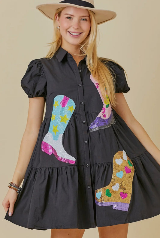 Black Multi The Shimmer Shack The Claire Dress