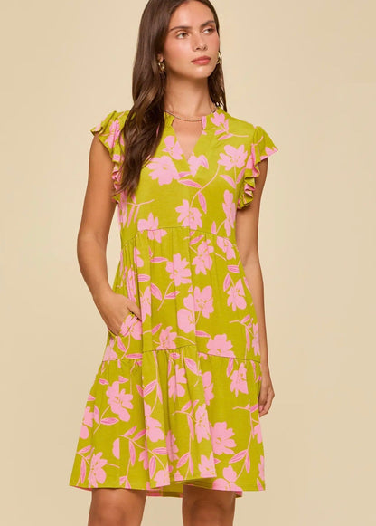 The Shimmer Shack Green and Pink Dear Scarlett Dress