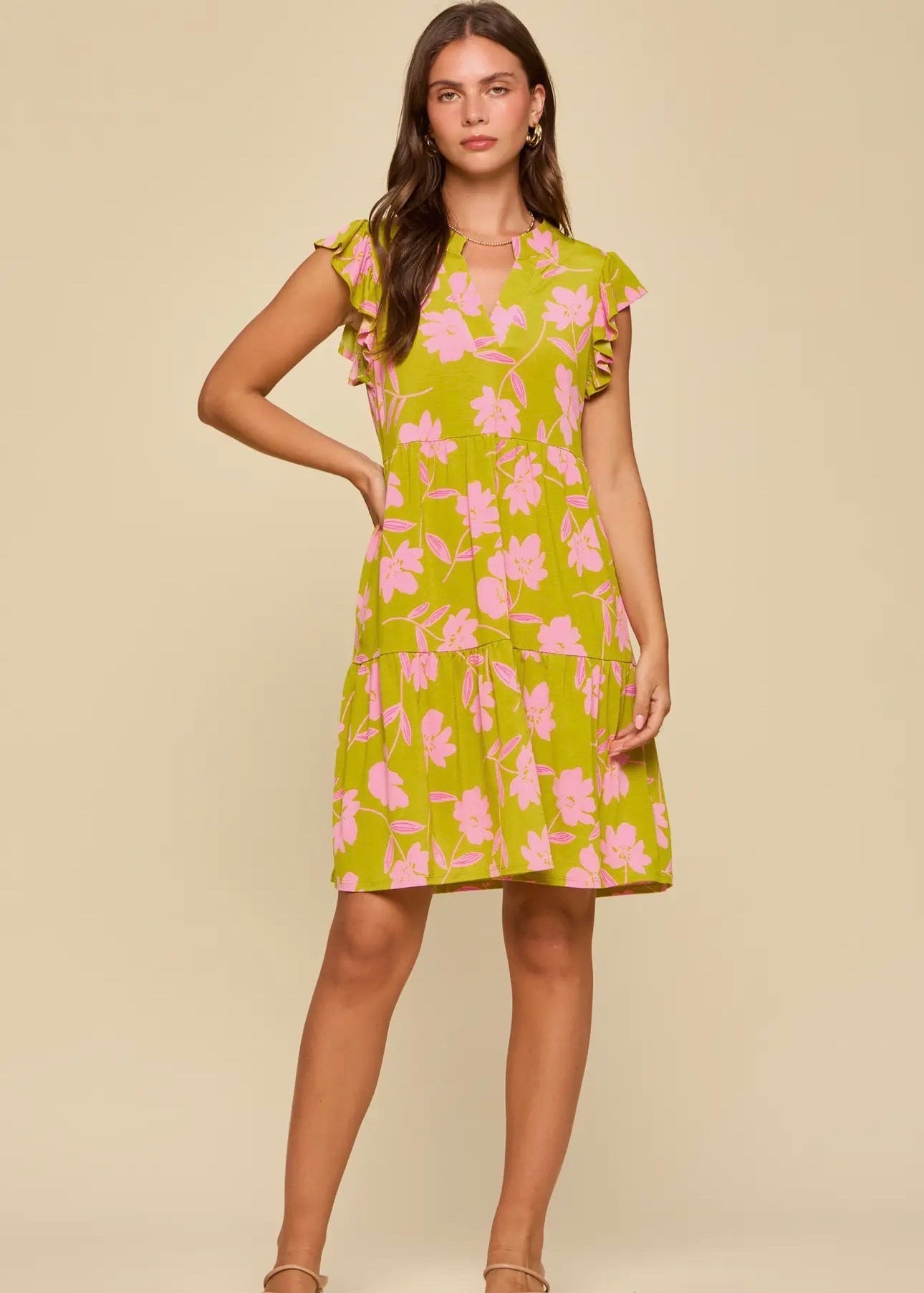 The Shimmer Shack Green and Pink Dear Scarlett Dress