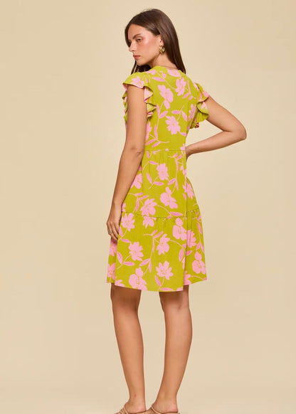 The Shimmer Shack Green and Pink Dear Scarlett Dress