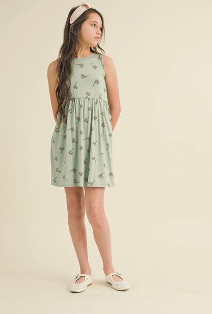 The Shimmer Shack Tween Sage Blossom Dress