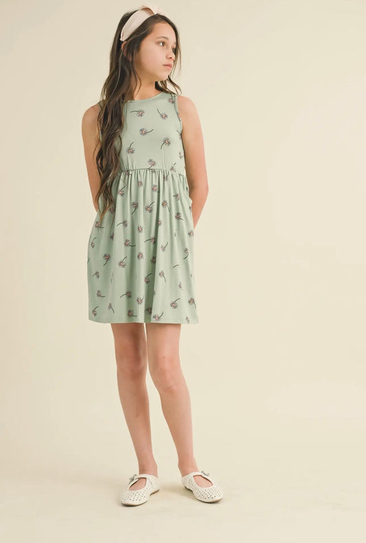 The Shimmer Shack Tween Sage Blossom Dress