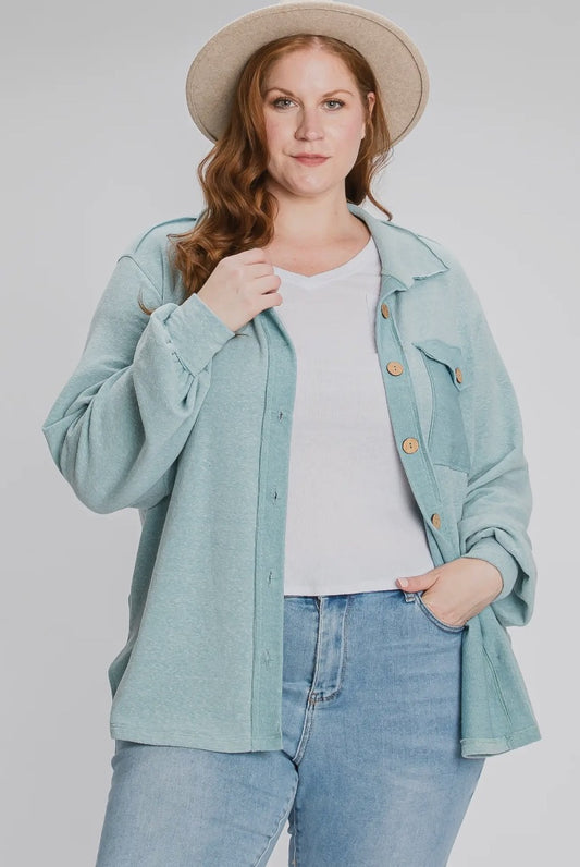 The Shimmer Shack PLUS Raw Edge Shacket