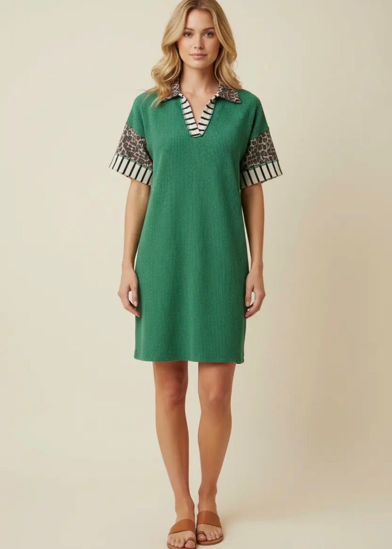 The Shimmer Shack PLUS V Neck Polo Collar Dress