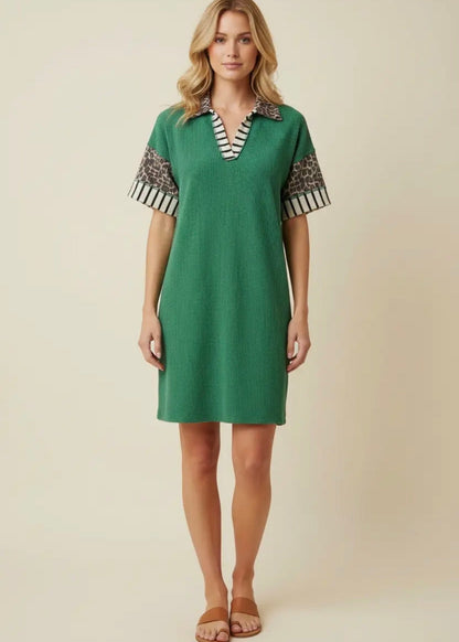 The Shimmer Shack PLUS V Neck Polo Collar Dress
