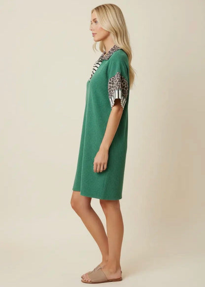 The Shimmer Shack PLUS V Neck Polo Collar Dress