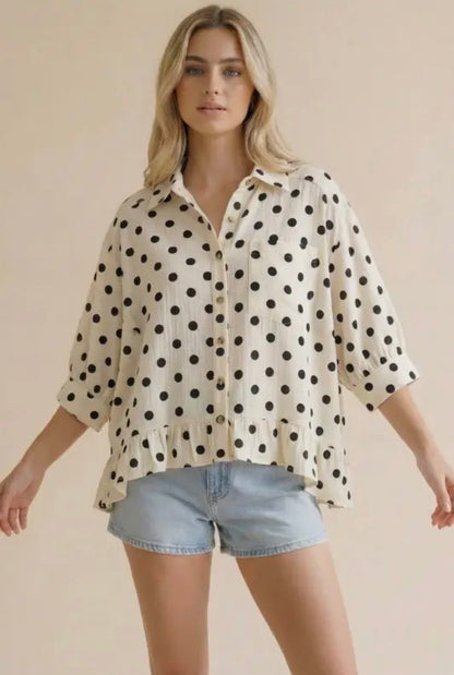 The Shimmer Shack Haptics Polka Dot Button-up