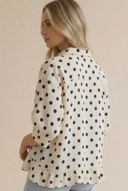 The Shimmer Shack Haptics Polka Dot Button-up