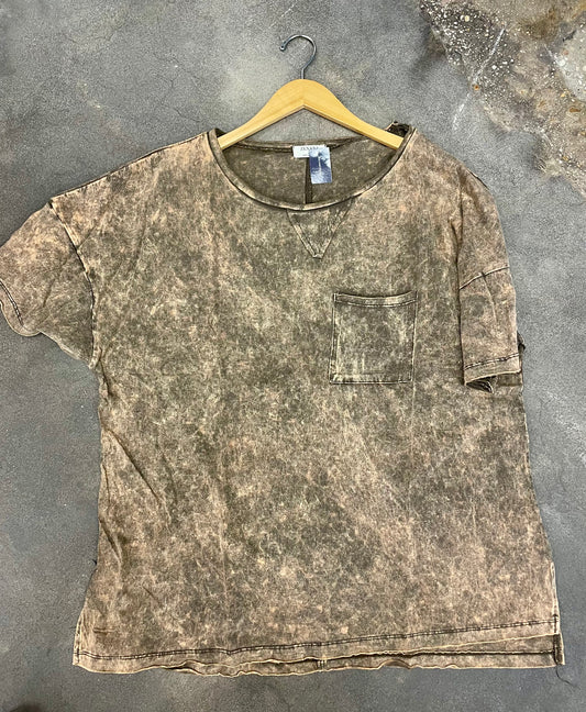 Brown Acid Wash The Shimmer Shack PLUS Acid Wash Pocket Tee