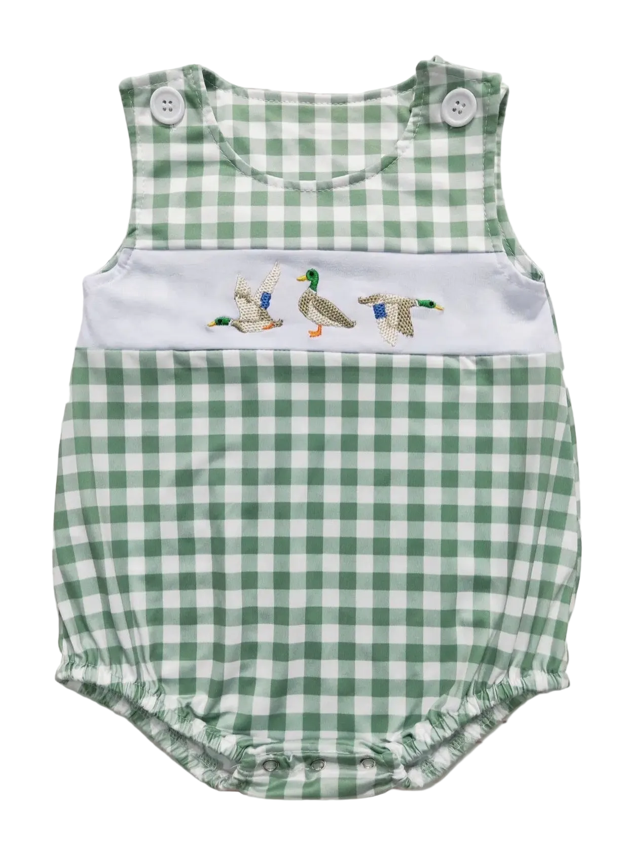 The Shimmer Shack Baby Boy Check Duck Romper