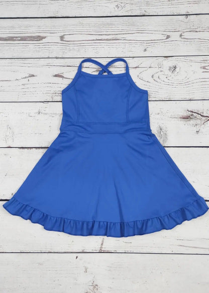 The Shimmer Shack Girls Blue Athletic Dress
