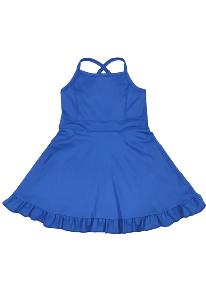 The Shimmer Shack Girls Blue Athletic Dress