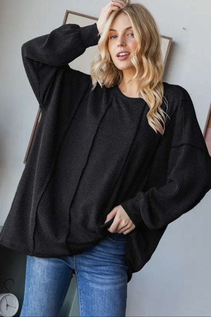 The Shimmer Shack SS PLUS Black Rib Top