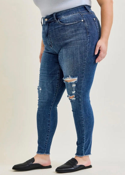 The Shimmer Shack PLUS JB High Waist Distressed Skinnies