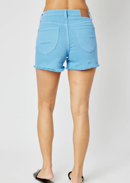 The Shimmer Shack PLUS JB Blue Frayed Hem Shorts