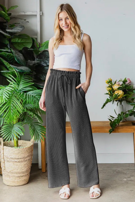 The Shimmer Shack PLUS Ribbed Pants Charcoal