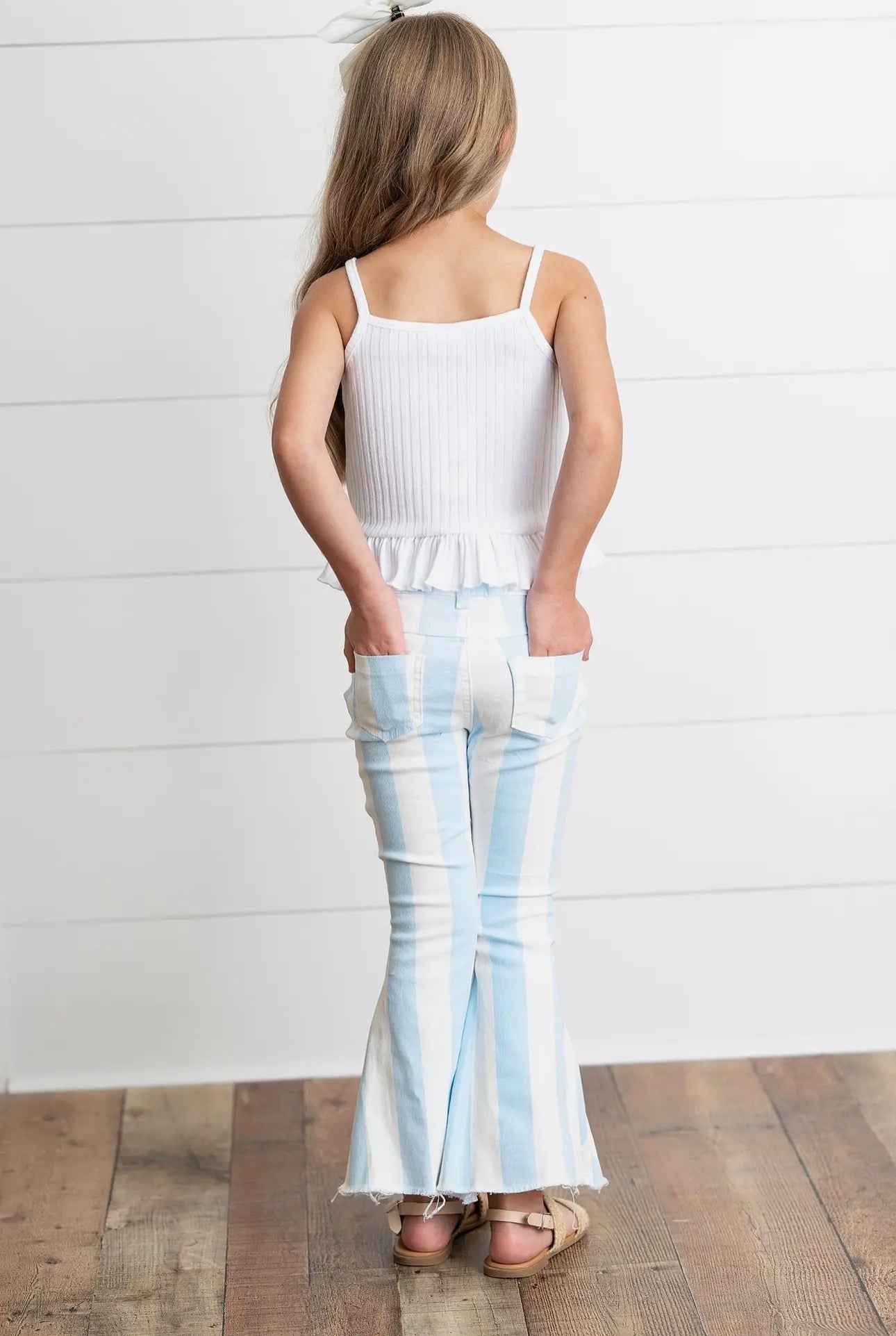 The Shimmer Shack Girls Blue Stripe Flare Jeans