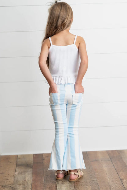 The Shimmer Shack Girls Blue Stripe Flare Jeans