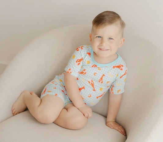The Shimmer Shack Plaid Crawfish Bamboo PJ Set