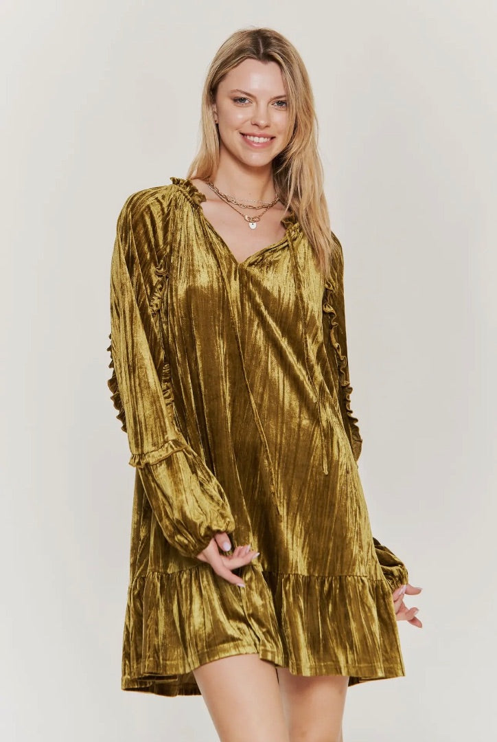 PLUS Olive Velvet Dress Shimmer Shack