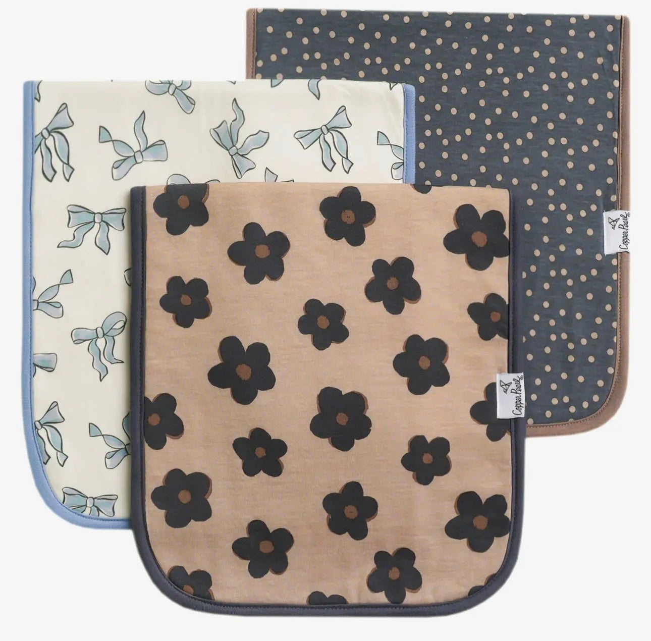 The Shimmer Shack Burp Cloth Set- Gemma in Tan