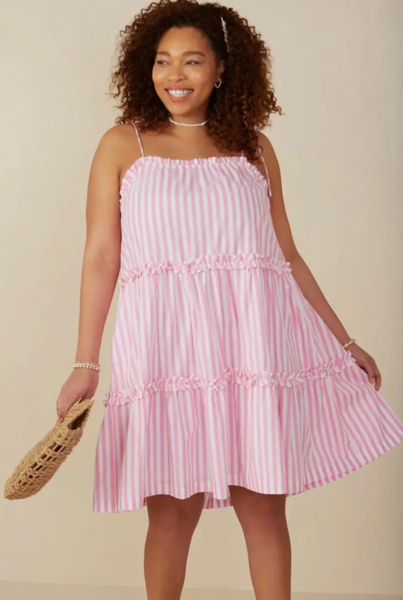 The Shimmer Shack PLUS Ruffle Stripe Dress