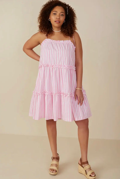 The Shimmer Shack PLUS Ruffle Stripe Dress
