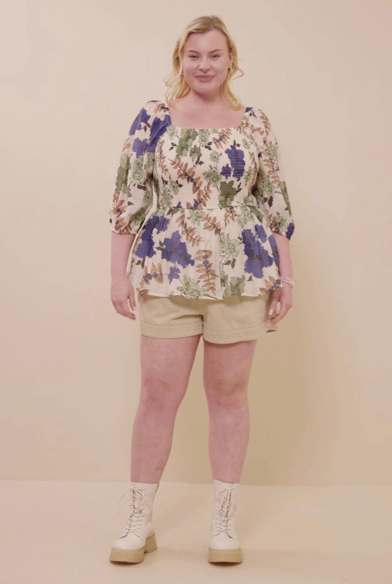 The Shimmer Shack PLUS Floral Smocked Peplum