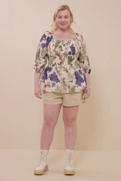 The Shimmer Shack PLUS Floral Smocked Peplum