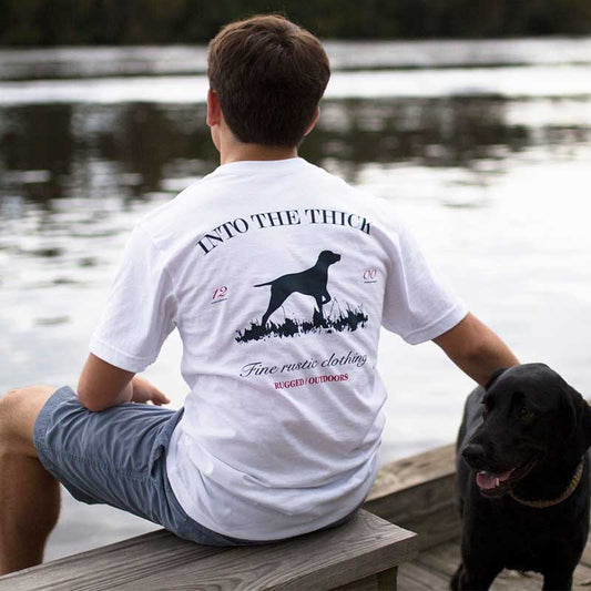 White Buck Shot Apparel Into the Thick Short Sleeve Pocket T-shirt, {{Size}{{Sku}}
