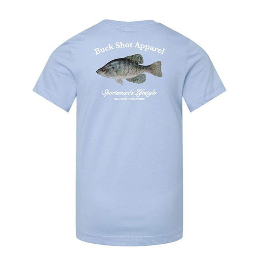 Light Blue Buck Shot Apparel Kids Crappie T-shirt, {{Size}{{Sku}}