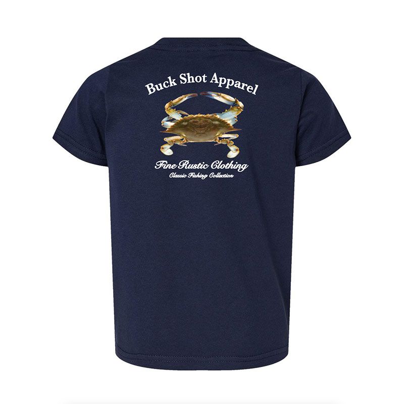 Navy Buck Shot Apparel Kids Blue Crab Short Sleeve T-shirt, {{Size}{{Sku}}