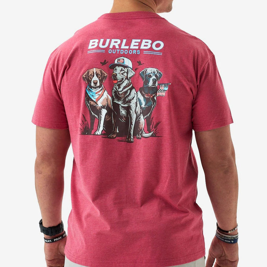 Burlebo Short Sleeve Tee - American Dogs - Heather Crimson
